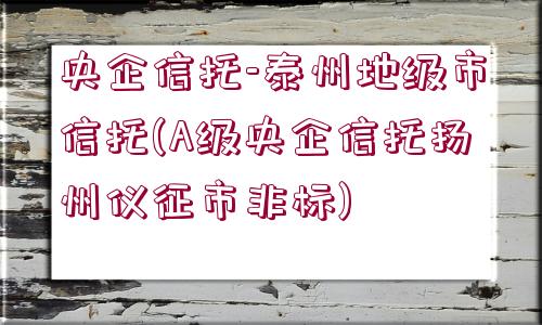 央企信托-泰州地級市信托(A級央企信托揚(yáng)州儀征市非標(biāo))