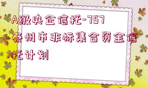 A級(jí)央企信托-757泰州市非標(biāo)集合資金信托計(jì)劃