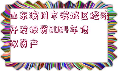 山東濱州市濱城區(qū)經(jīng)濟開發(fā)投資2024年債權(quán)資產(chǎn)