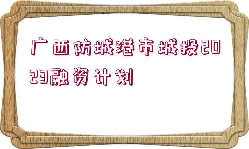 廣西防城港市城投2023融資計(jì)劃