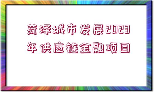 菏澤城市發(fā)展2023年供應鏈金融項目