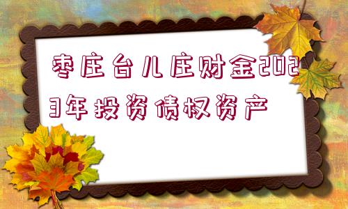 棗莊臺兒莊財金2023年投資債權資產