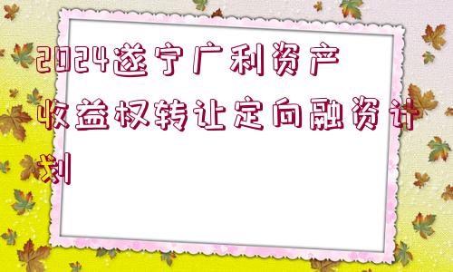 2024遂寧廣利資產(chǎn)收益權轉讓定向融資計劃