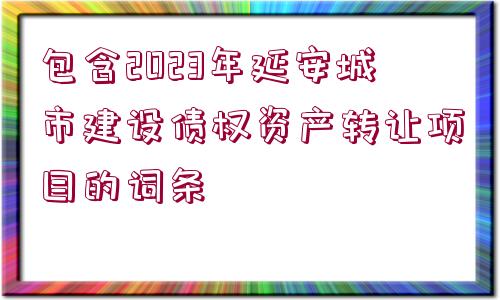 包含2023年延安城市建設(shè)債權(quán)資產(chǎn)轉(zhuǎn)讓項目的詞條