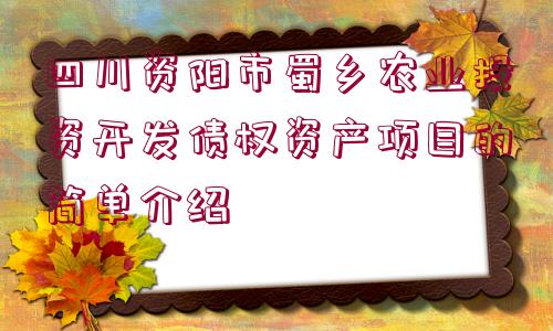 四川資陽市蜀鄉(xiāng)農(nóng)業(yè)投資開發(fā)債權(quán)資產(chǎn)項目的簡單介紹