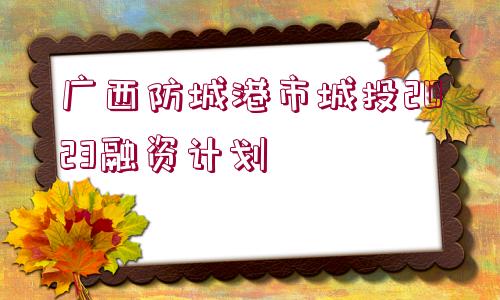 廣西防城港市城投2023融資計劃