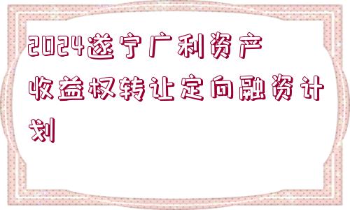 2024遂寧廣利資產(chǎn)收益權(quán)轉(zhuǎn)讓定向融資計(jì)劃