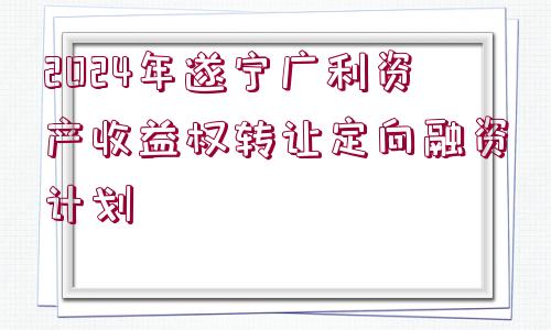 2024年遂寧廣利資產(chǎn)收益權(quán)轉(zhuǎn)讓定向融資計(jì)劃