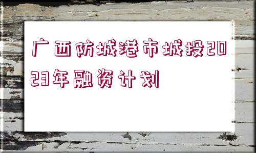 廣西防城港市城投2023年融資計(jì)劃