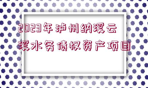 2023年瀘州納溪云溪水務(wù)債權(quán)資產(chǎn)項(xiàng)目