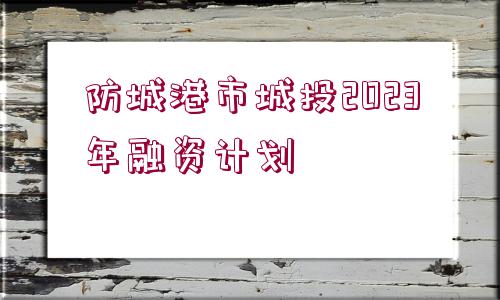 防城港市城投2023年融資計(jì)劃