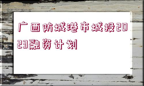 廣西防城港市城投2023融資計(jì)劃