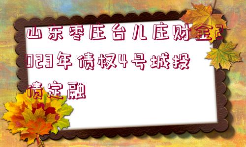 山東棗莊臺兒莊財金2023年債權(quán)4號城投債定融