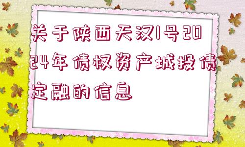 關(guān)于陜西天漢1號2024年債權(quán)資產(chǎn)城投債定融的信息