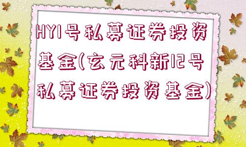 HY1號(hào)私募證券投資基金(玄元科新12號(hào)私募證券投資基金)