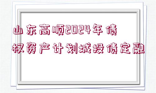 山東高順2024年債權(quán)資產(chǎn)計(jì)劃城投債定融