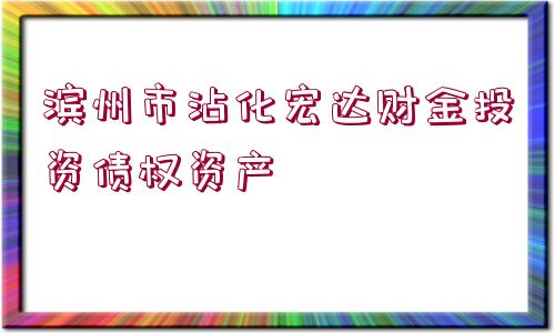 濱州市沾化宏達財金投資債權資產(chǎn)