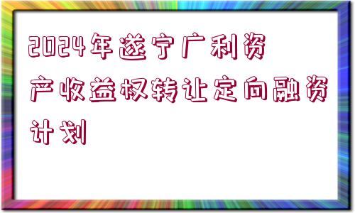 2024年遂寧廣利資產(chǎn)收益權(quán)轉(zhuǎn)讓定向融資計劃