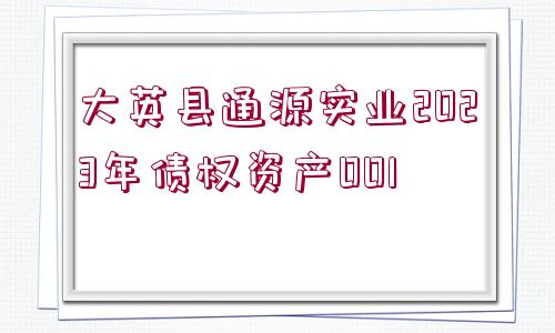 大英縣通源實(shí)業(yè)2023年債權(quán)資產(chǎn)001