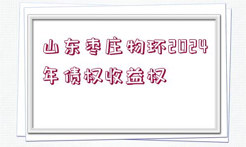 山東棗莊物環(huán)2024年債權收益權