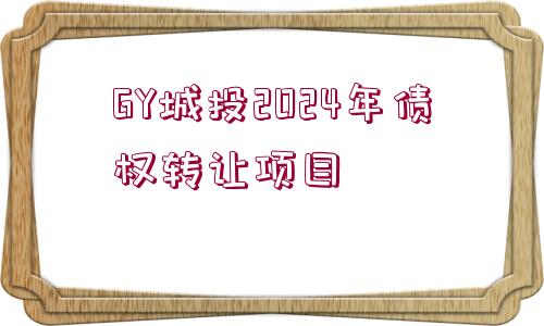 GY城投2024年債權(quán)轉(zhuǎn)讓項(xiàng)目