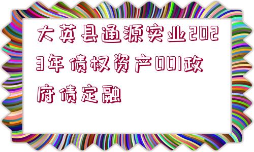 大英縣通源實(shí)業(yè)2023年債權(quán)資產(chǎn)001政府債定融