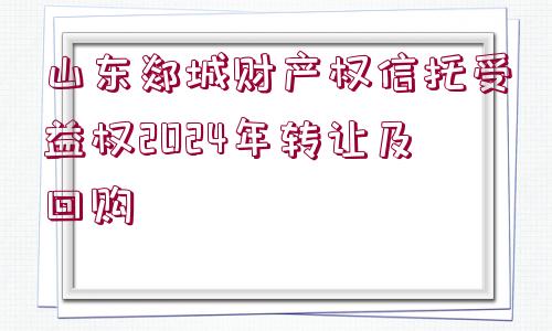 山東郯城財(cái)產(chǎn)權(quán)信托受益權(quán)2024年轉(zhuǎn)讓及回購(gòu)