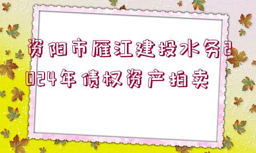 資陽市雁江建投水務(wù)2024年債權(quán)資產(chǎn)拍賣