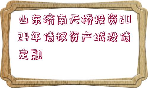 山東濟南天橋投資2024年債權(quán)資產(chǎn)城投債定融