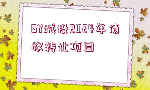 GY城投2024年債權(quán)轉(zhuǎn)讓項目