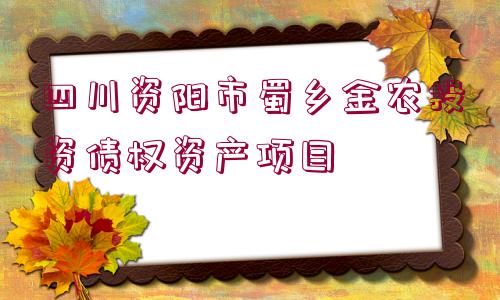 四川資陽市蜀鄉(xiāng)金農(nóng)投資債權(quán)資產(chǎn)項目