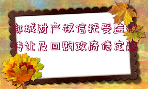 郯城財(cái)產(chǎn)權(quán)信托受益權(quán)轉(zhuǎn)讓及回購(gòu)政府債定融