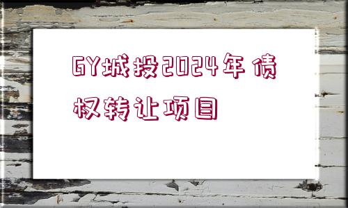 GY城投2024年債權(quán)轉(zhuǎn)讓項(xiàng)目