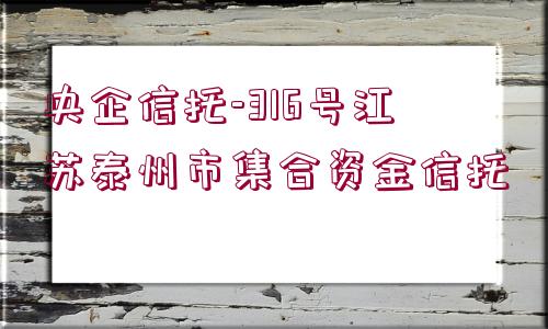 央企信托-316號江蘇泰州市集合資金信托