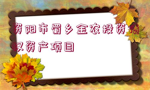 資陽市蜀鄉(xiāng)金農(nóng)投資債權資產(chǎn)項目