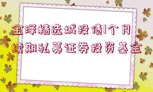 金澤精選城投債1個月續(xù)期私募證券投資基金