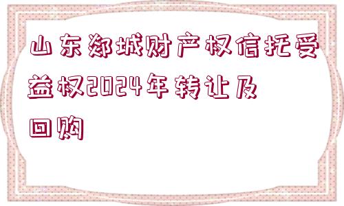 山東郯城財產(chǎn)權(quán)信托受益權(quán)2024年轉(zhuǎn)讓及回購