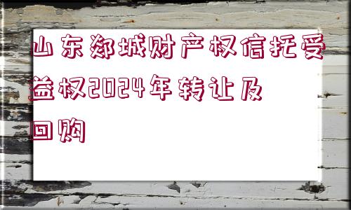 山東郯城財(cái)產(chǎn)權(quán)信托受益權(quán)2024年轉(zhuǎn)讓及回購