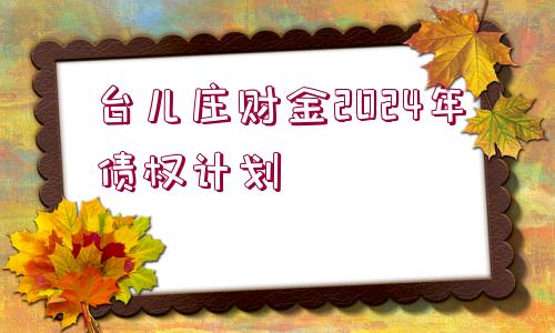 臺兒莊財金2024年債權(quán)計劃