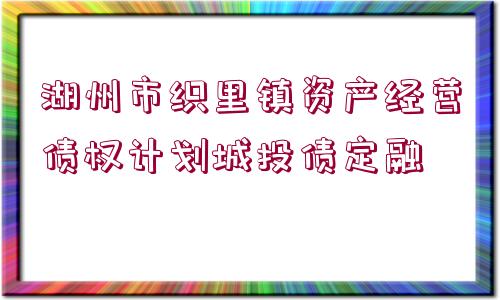 湖州市織里鎮(zhèn)資產(chǎn)經(jīng)營債權(quán)計劃城投債定融