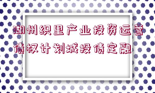 湖州織里產(chǎn)業(yè)投資運營債權計劃城投債定融