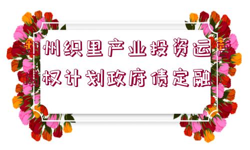 湖州織里產業(yè)投資運營債權計劃政府債定融