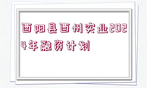 酉陽縣酉州實業(yè)2024年融資計劃