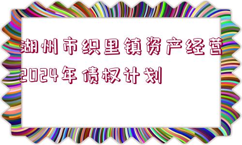 湖州市織里鎮(zhèn)資產(chǎn)經(jīng)營2024年債權(quán)計(jì)劃