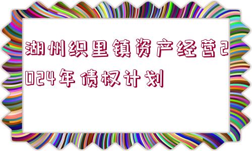 湖州織里鎮(zhèn)資產(chǎn)經(jīng)營2024年債權(quán)計(jì)劃