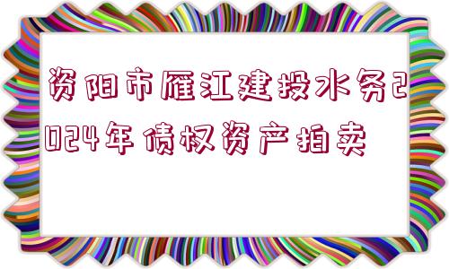 資陽市雁江建投水務(wù)2024年債權(quán)資產(chǎn)拍賣