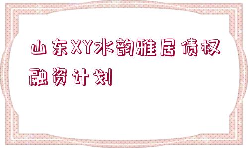 山東XY水韻雅居債權融資計劃