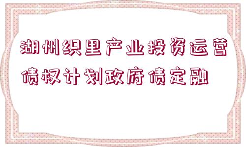 湖州織里產(chǎn)業(yè)投資運營債權(quán)計劃政府債定融