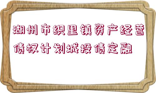 湖州市織里鎮(zhèn)資產(chǎn)經(jīng)營(yíng)債權(quán)計(jì)劃城投債定融