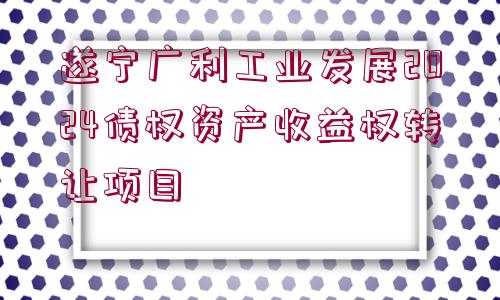 遂寧廣利工業(yè)發(fā)展2024債權(quán)資產(chǎn)收益權(quán)轉(zhuǎn)讓項(xiàng)目